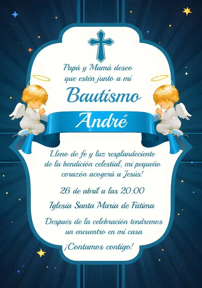 Invitación Bautizo De Niño Banda