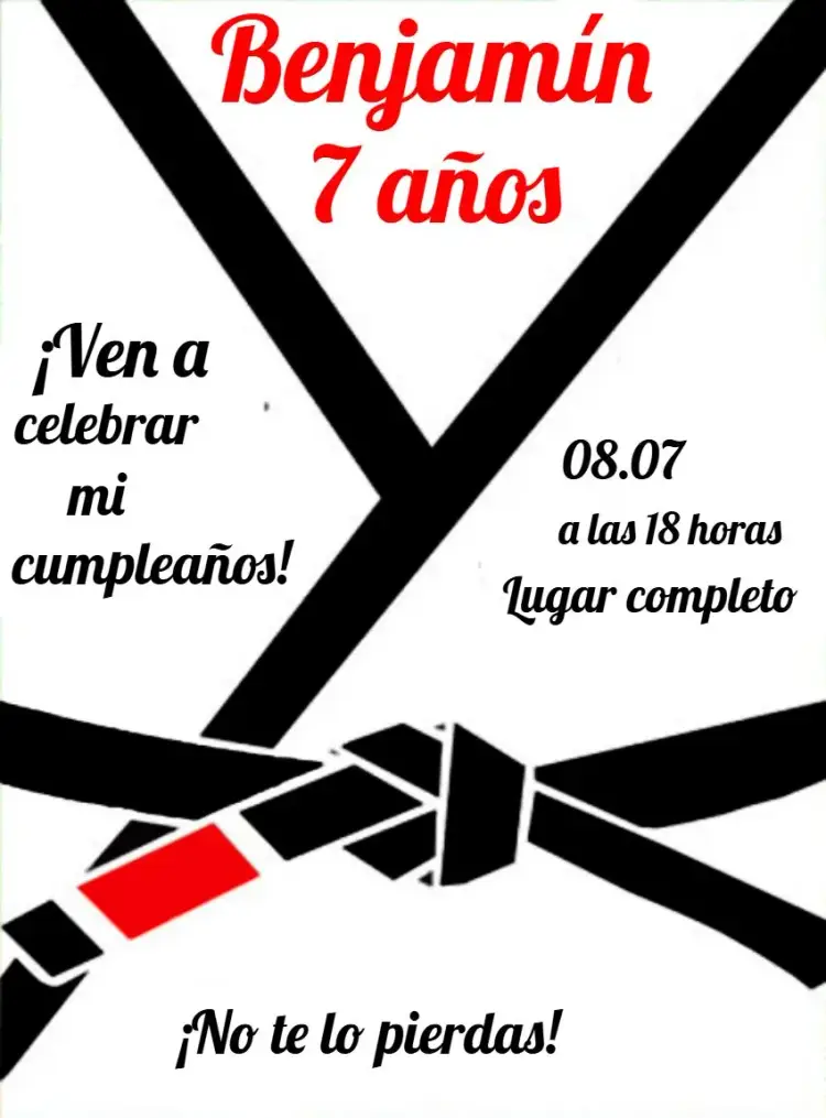 Invitación Jiu Jitsu Rojo