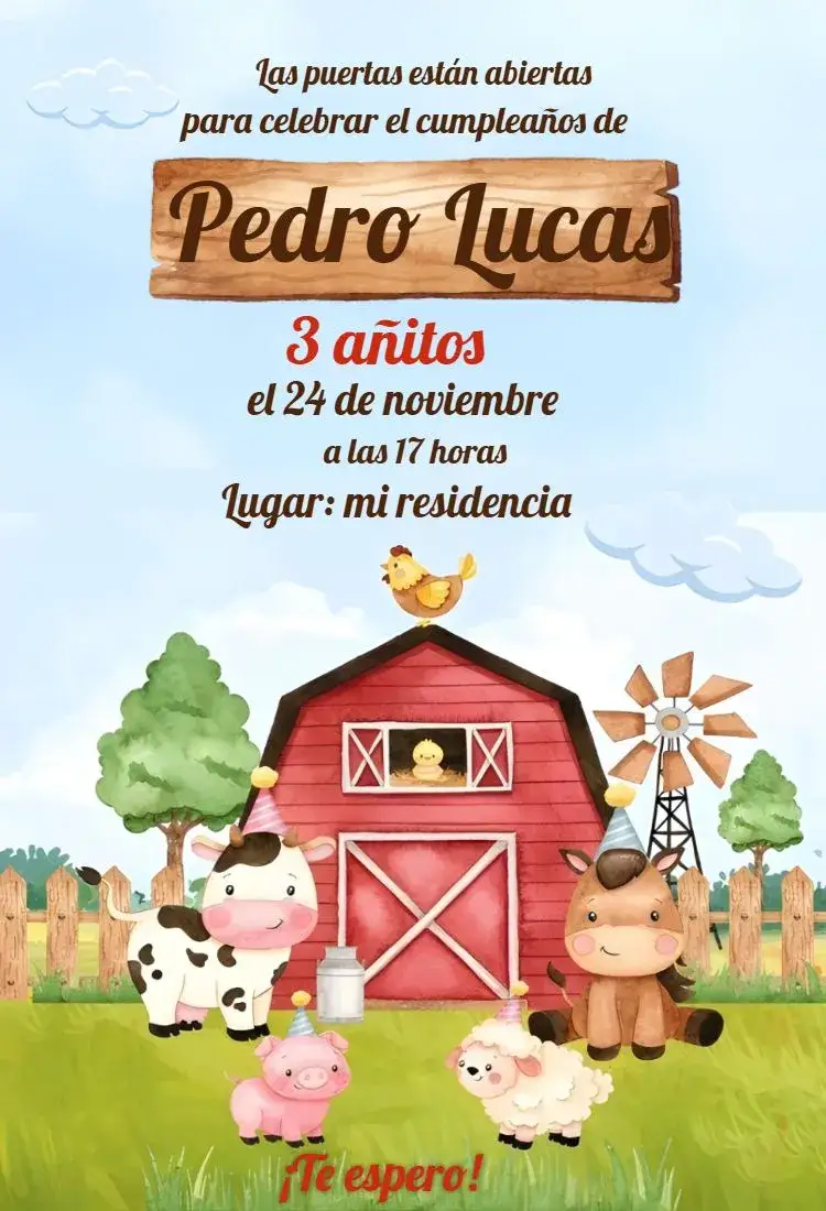 Invitación Granja Niño Colorido – tema Más buscados colorido, lúdico, temas de natureza, estilo aquarela, rústico, divertido