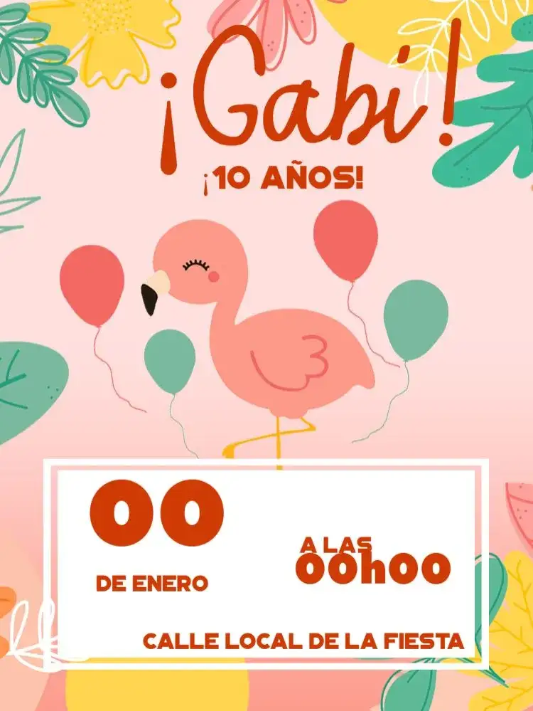 Invitación Flamingo Digital – tema Cumpleaños Infantil tropical, moderno, delicado, colorido, feminino, praia