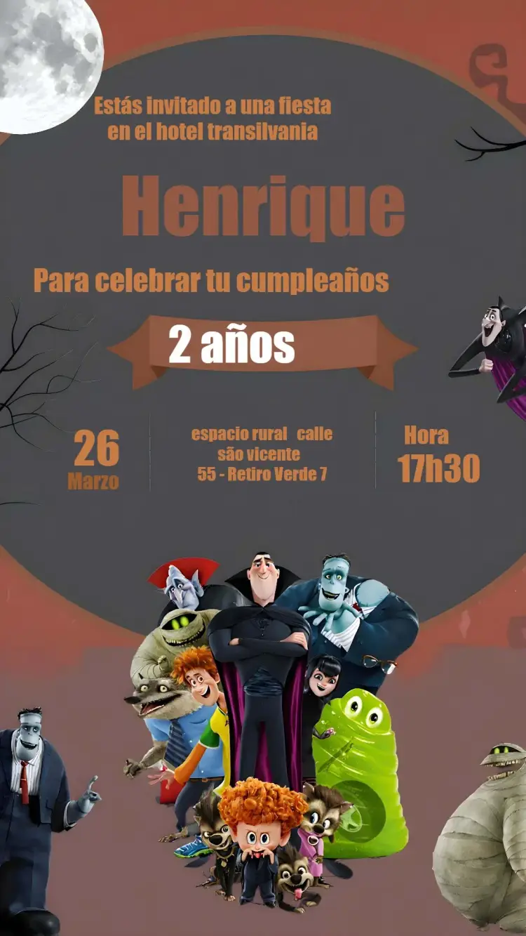 Invitación Hotel Transilvania Colorido