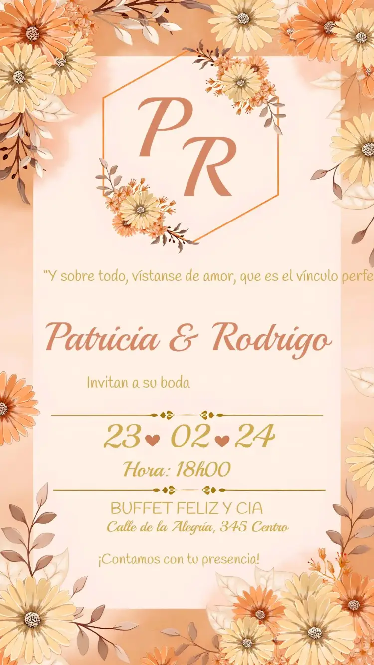 Invitación Boda Floral Flores