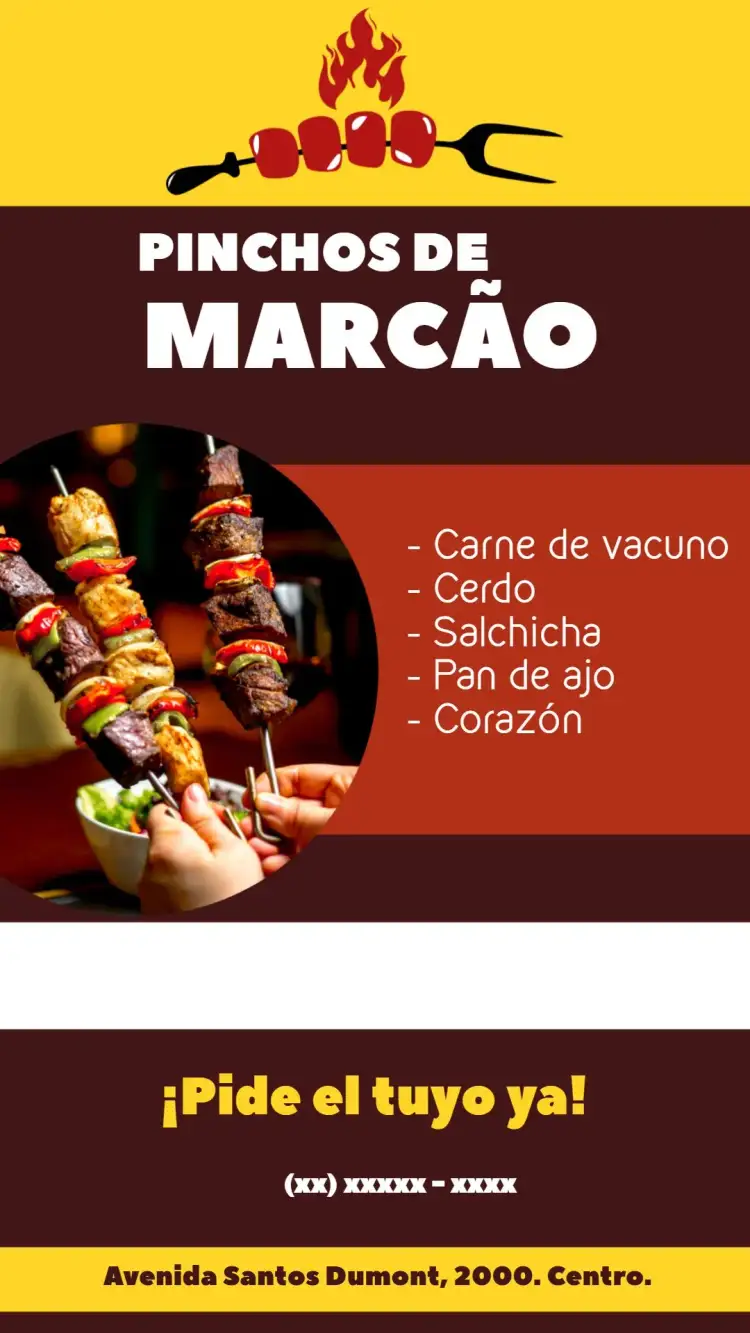 Invitación Tarjeta De Visita Espetinhos Churrasco – tema Más buscados vibrante, moderno, gráfico, colorido, informal, festivo