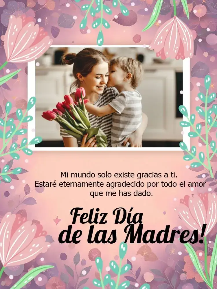 Invitación Tarjeta Día De Las Madres Con Foto Felicitaciones – tema Fechas Conmemorativas floral, romántico, colorido, moderno, delicado, alegre