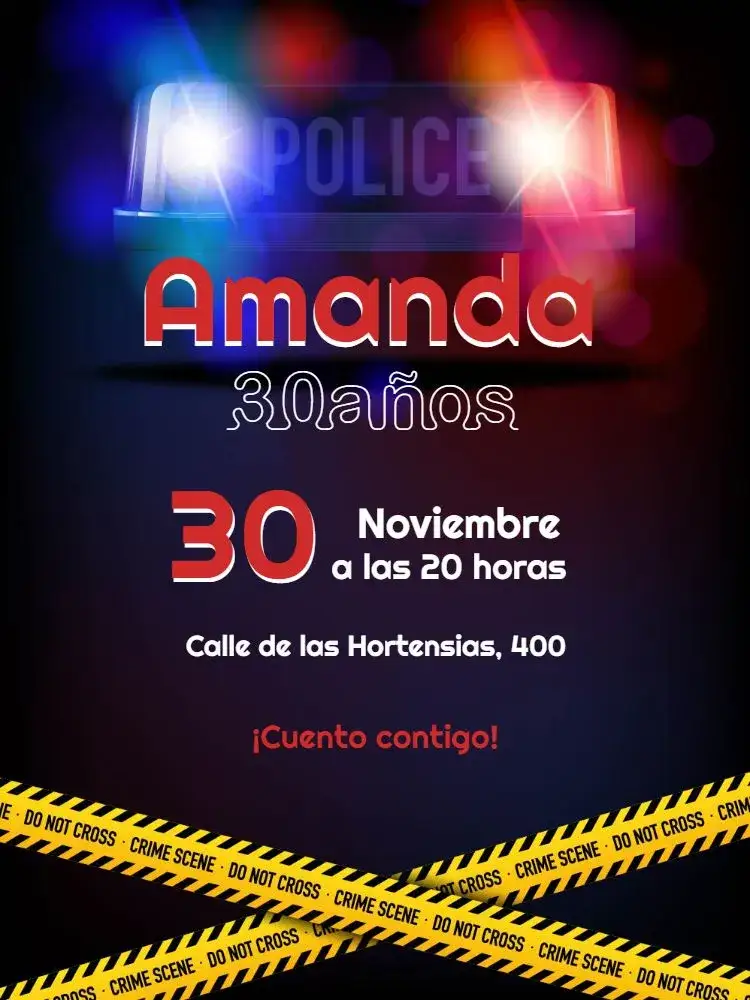 Invitación Policía Azul – tema Cumpleaños militar, civiles, moderno, temático, colorido
