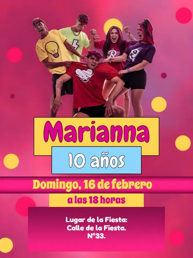 Invitación Emilly Vicky Niña – tema Cumpleaños Infantil rosa, divertido, moderno, infantil, youtuber, colorido