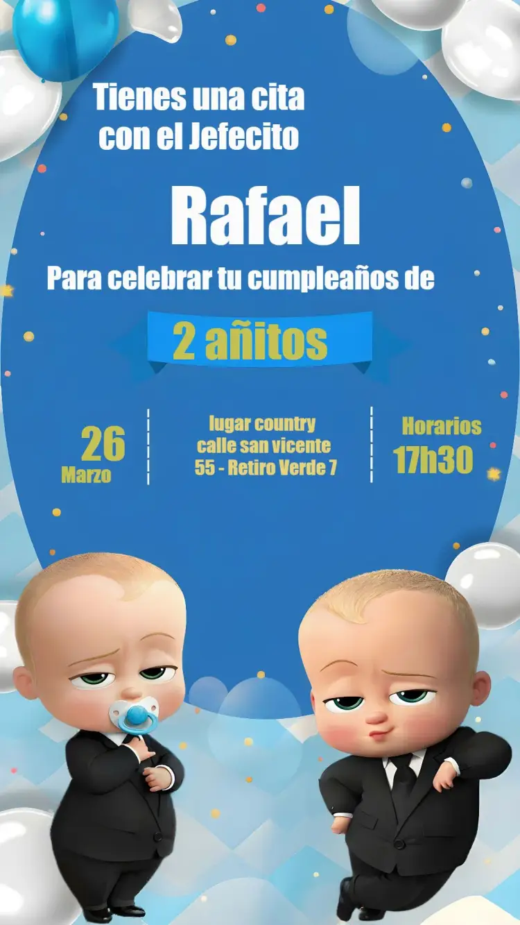 Invitación Jefe Bebé Poderoso editable y personalizable
