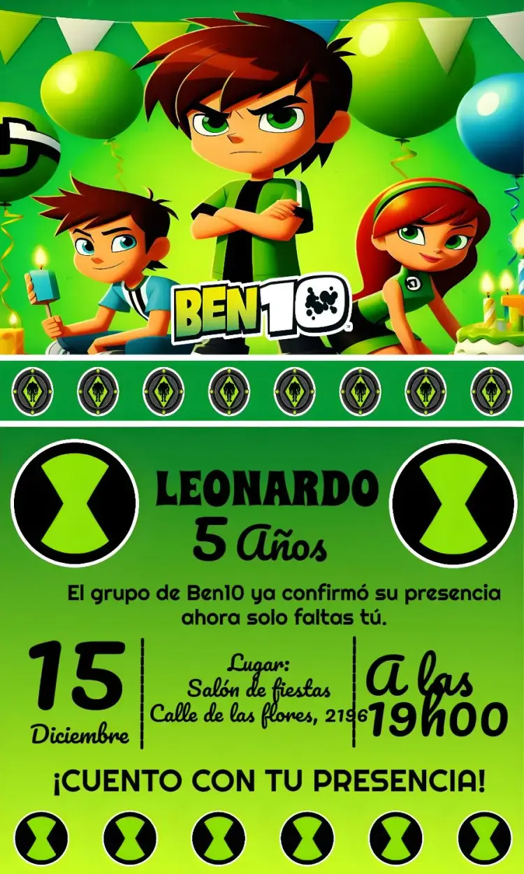 Invitación Ben10 Monstruos