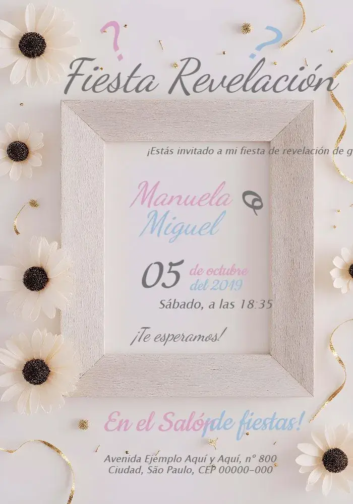 Invitación Baby Gender Reveal Tea Party Simple