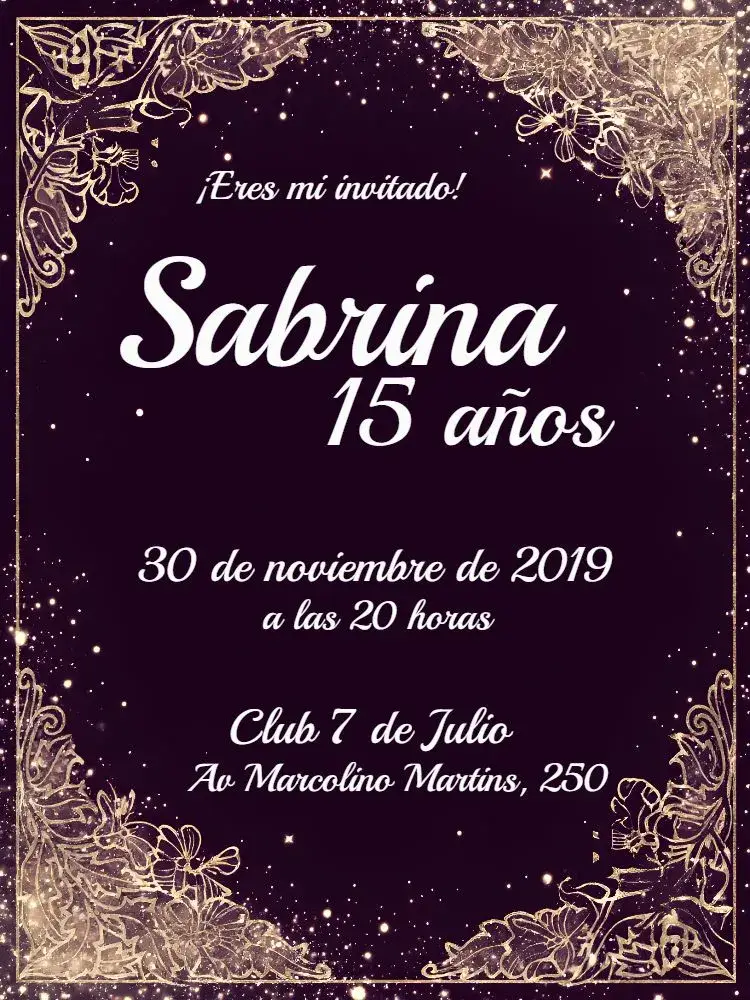Invitación 15 Años - Púrpura y Blanco Aabescos
