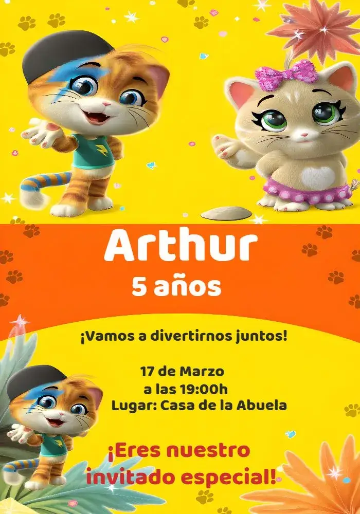 Invitación 44 Gatos Verdes
