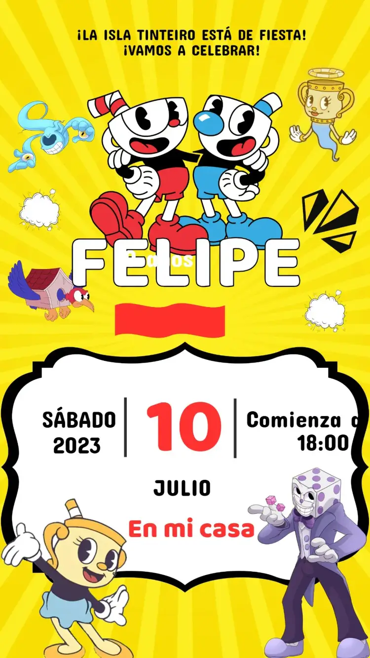 Invitación Cumpleaños CupHead