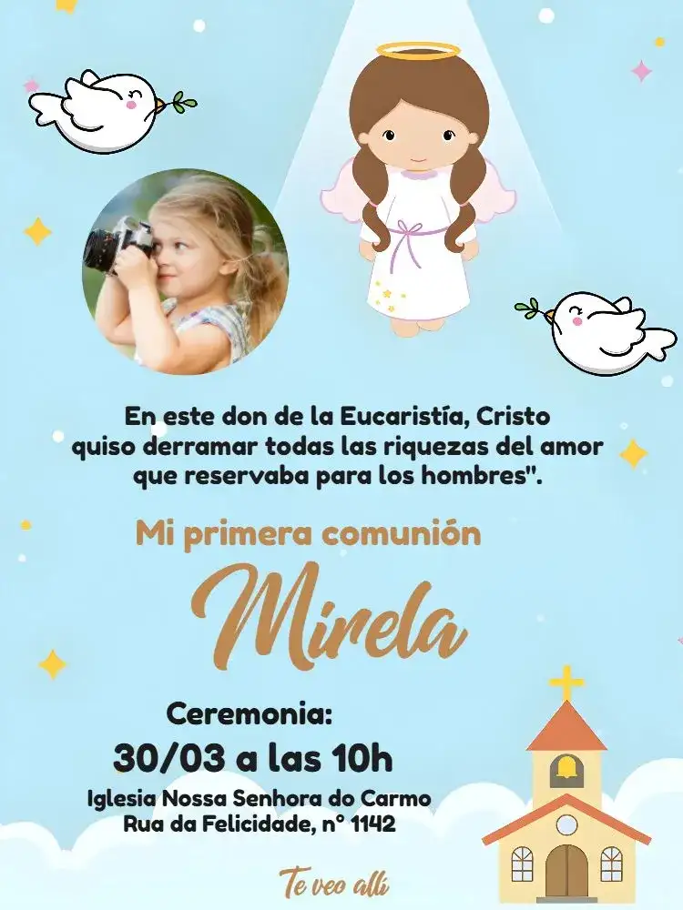 Primera Comunión Niña Con Foto Comunión