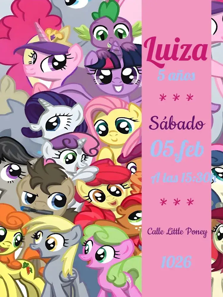 Invitación Mi Pequeño Pony Colorido