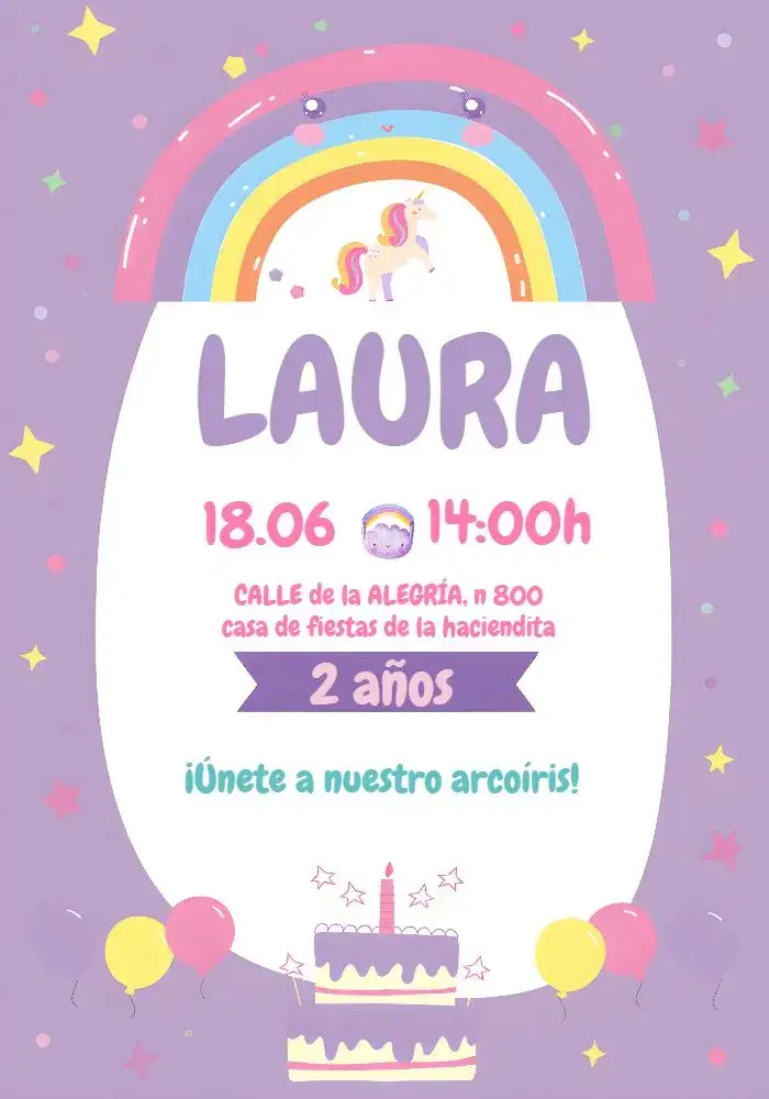 Invitación Arcoíris Infantil