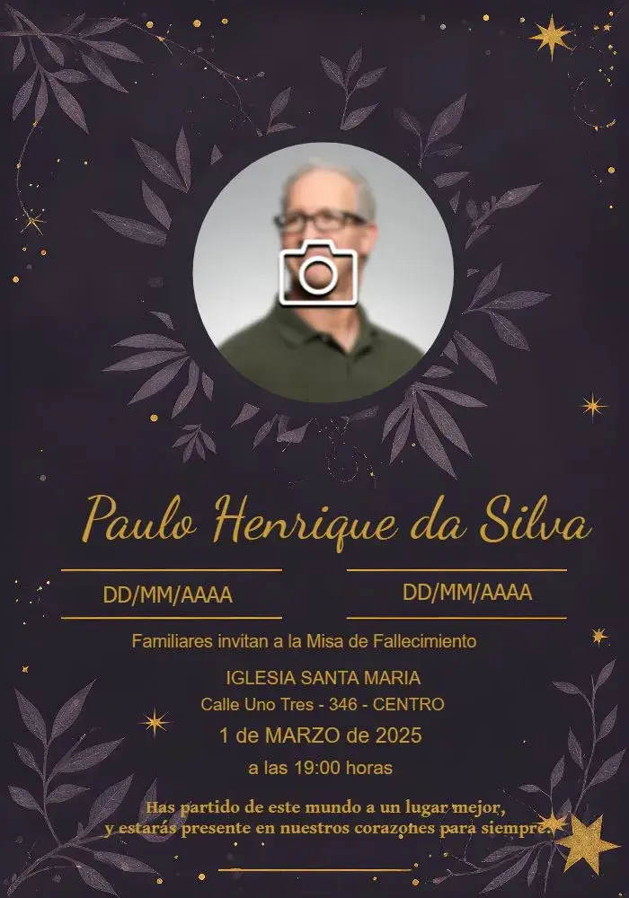 Invitación Misa De Fallecimiento Con Foto Flores