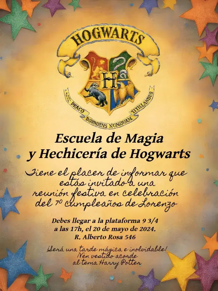 Invitación Carta De Hogwarts Editar
