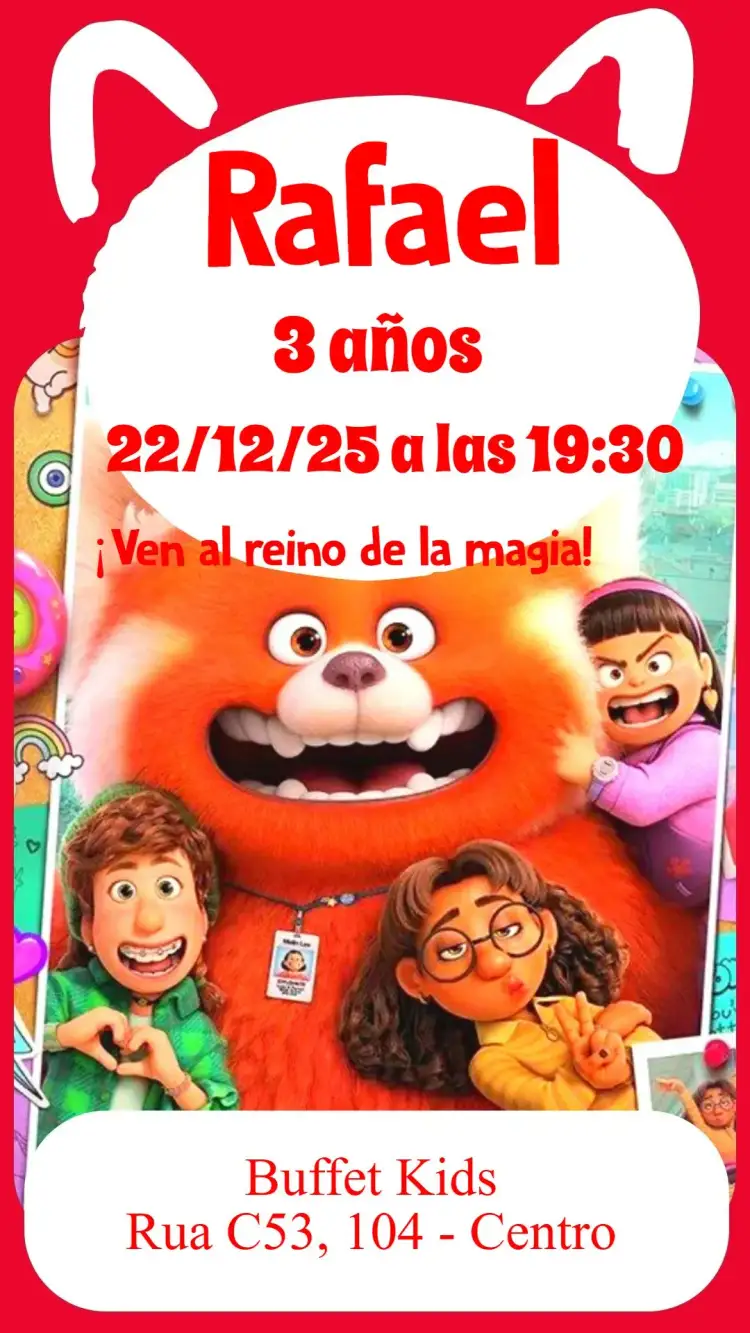Invitación Red es una Bestia – tema Cumpleaños Infantil colores vibrantes, diseño divertido, elementos de fieras, estilo moderno, ilustraciones lúdicas