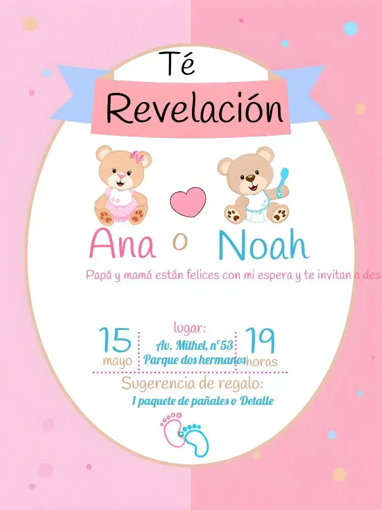 Invitación Baby Shower Ositos Princesa