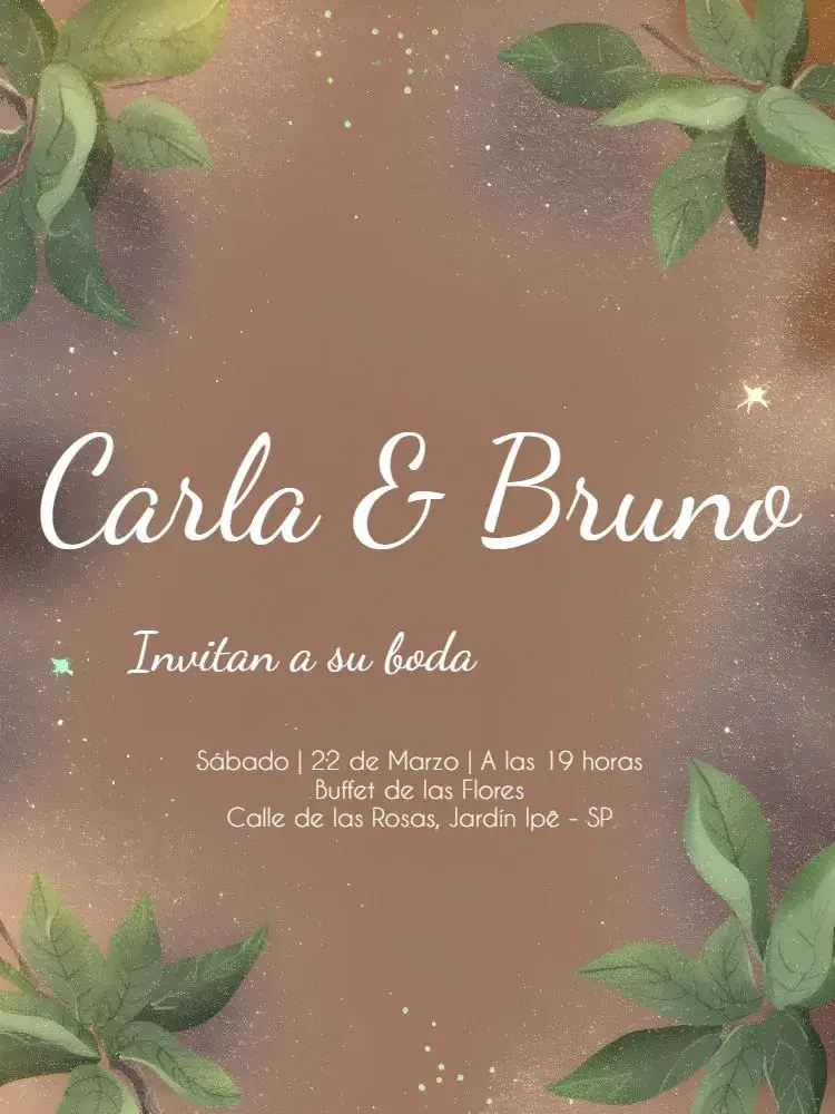 Invitación Boda Hojas Marrón editable y personalizable