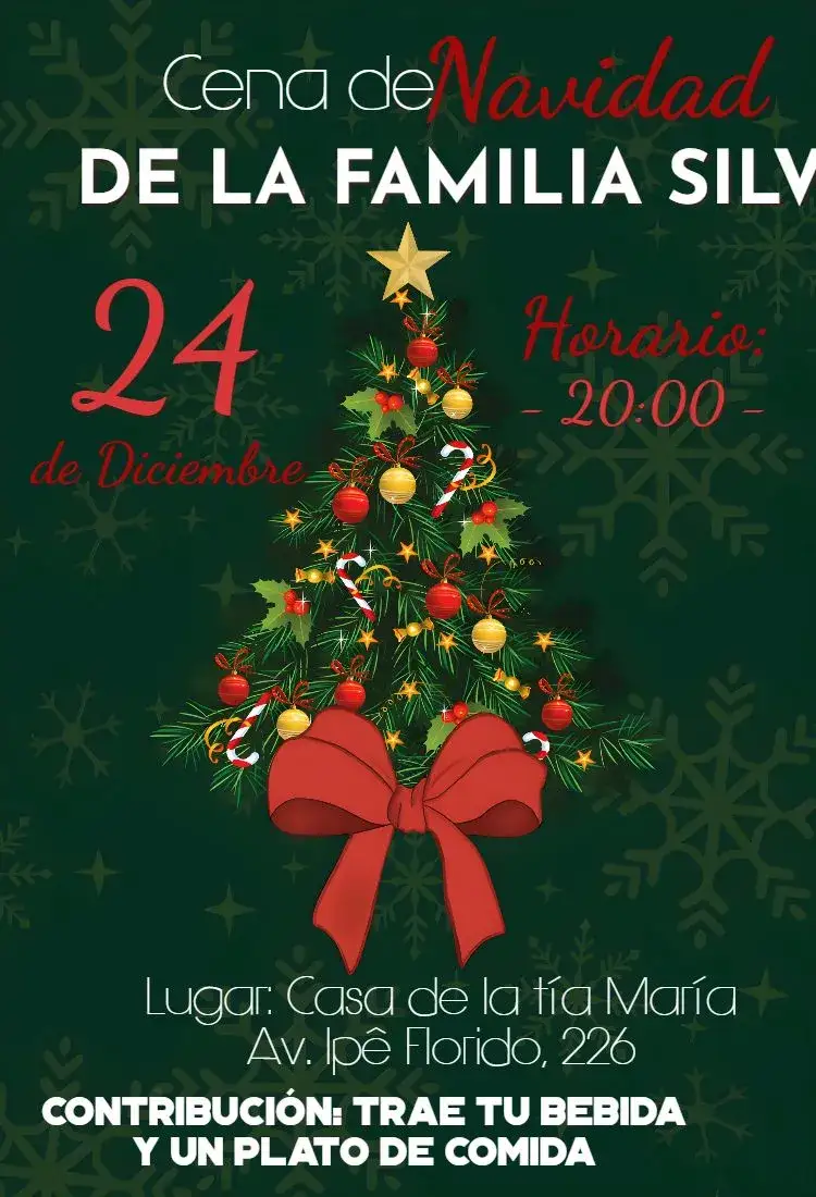 Invitación Cena de Navidad en familia – tema Más buscados festivo, tradicional, colorido, acogedor, vintage