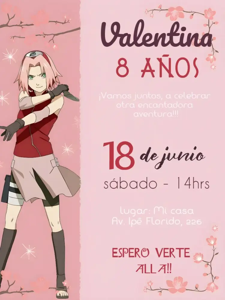 Invitación Sakura Naruto Akatsuki