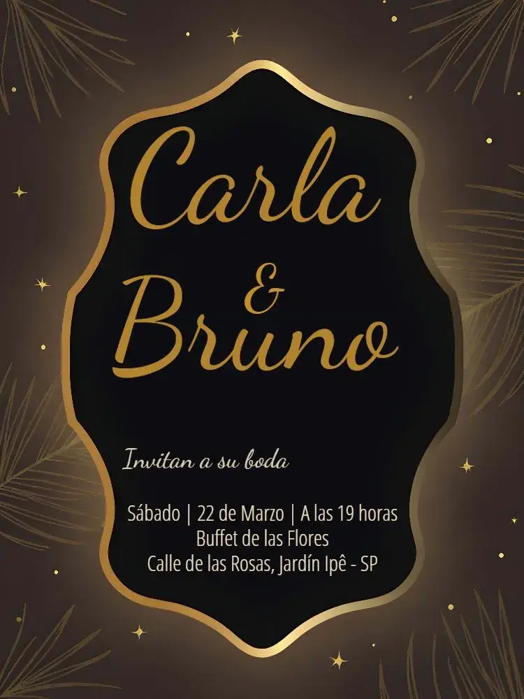 Invitación Boda Elegante en Negro