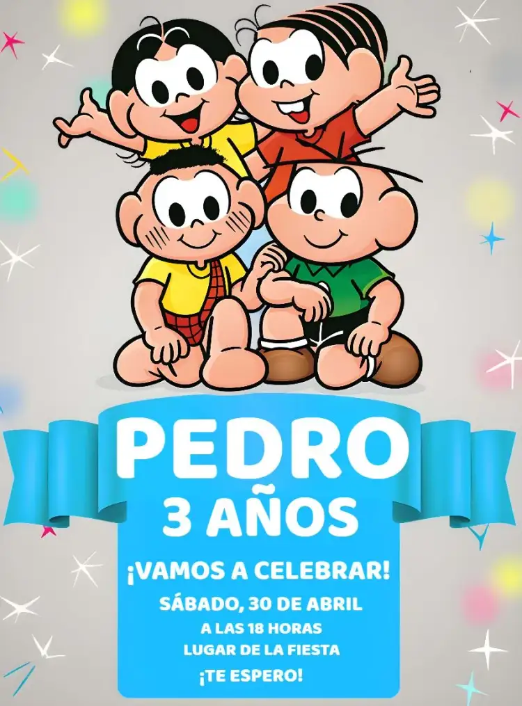 Invitación Turma De La Mónica Magali – tema Cumpleaños Infantil colorido, divertido, ilustraciones de Mónica, infantil, temático, alegre