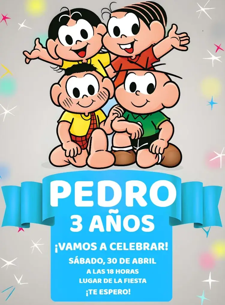 Invitación Turma De La Mónica Magali editable y personalizable