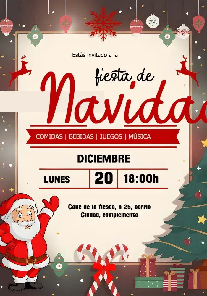 Invitación Fiesta De Navidad Papá – tema Fechas Conmemorativas festivo, clásico, colorido, divertido, vintage, temático