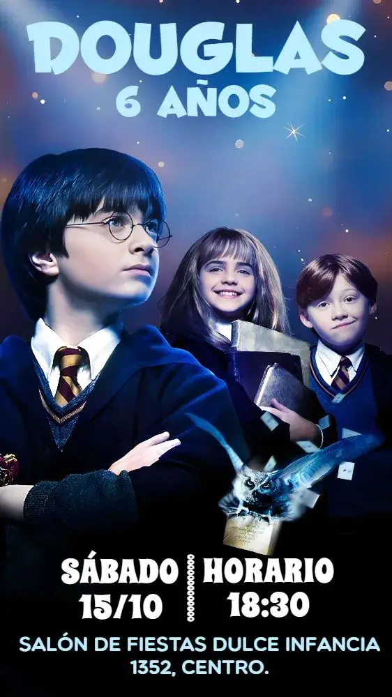 Invitación Fiesta de Harry Potter editable y personalizable