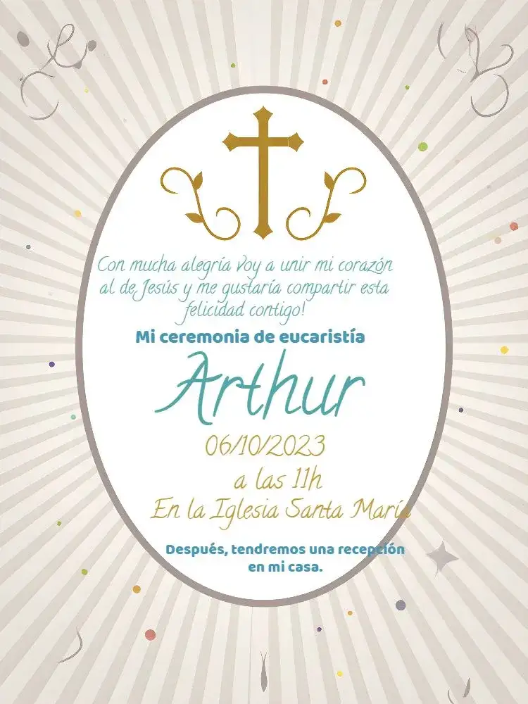 Invitación Primera Comunión Blanca – tema Primera Comunión blanco, elegante, minimalista, clásico, religioso, sutil