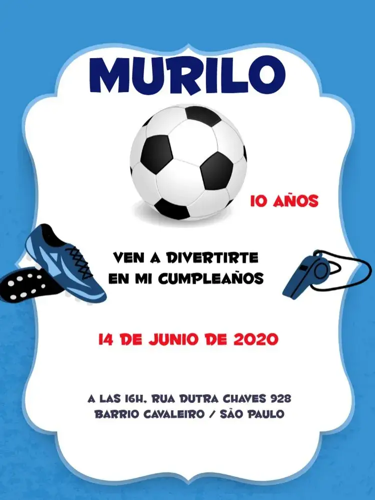 Invitación Zapato de Fútbol Azul Hombre