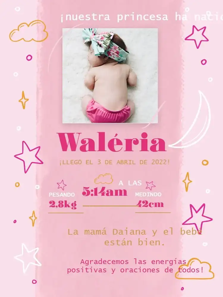 Tarjeta De Celebración Nacimiento Bebé Niña Foto