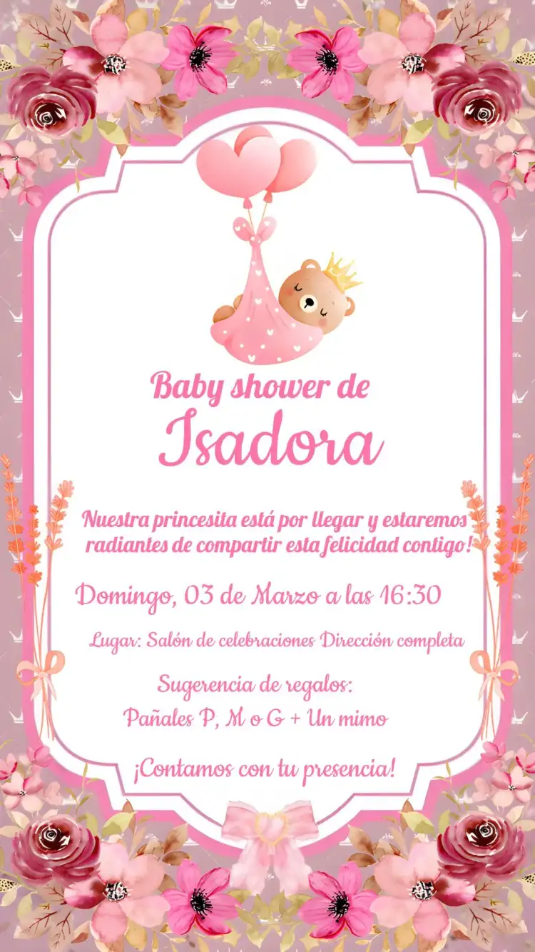 Baby Shower Osita Princesa Flores