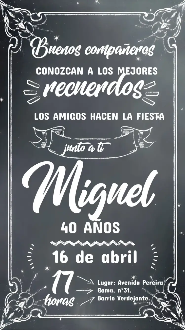 Invitación Pizarra Tiza Amigos