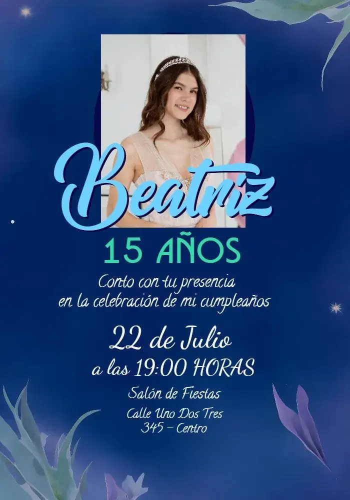 Invitación 15 Años Fondo Del Mar Con Foto Chica