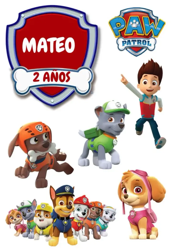 Invitación Topo De Pastel Patrulla Canina Everest editable y personalizable