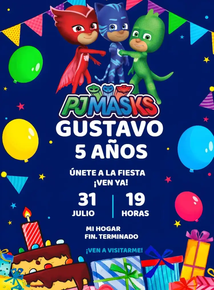 Invitación Pj Masks