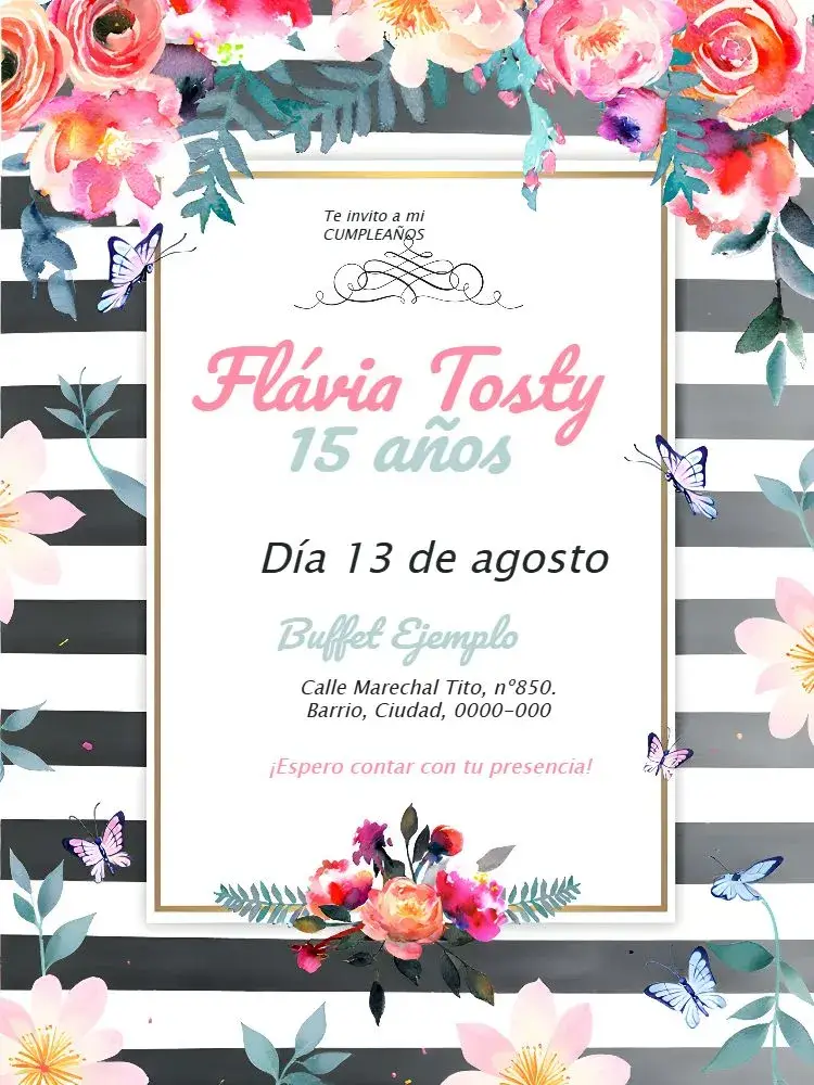 Invitación 15 Años Floral Blanco