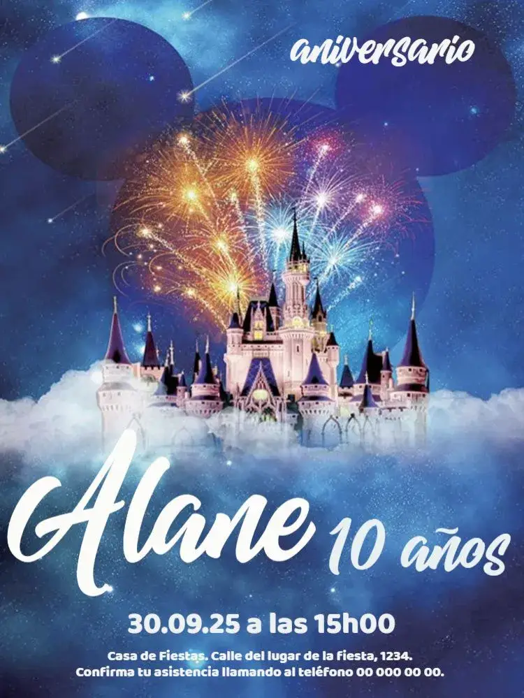 Invitación Castillo Para Editar Celebración editable y personalizable