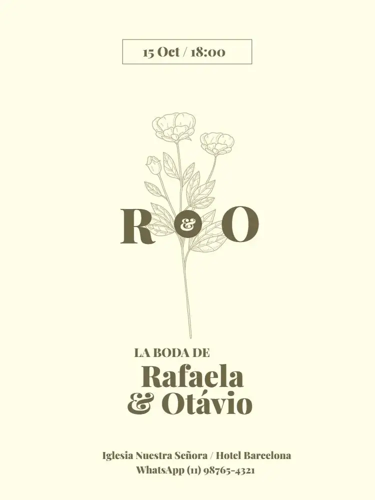 Invitación Boda Simple y Elegante Fiesta Floral