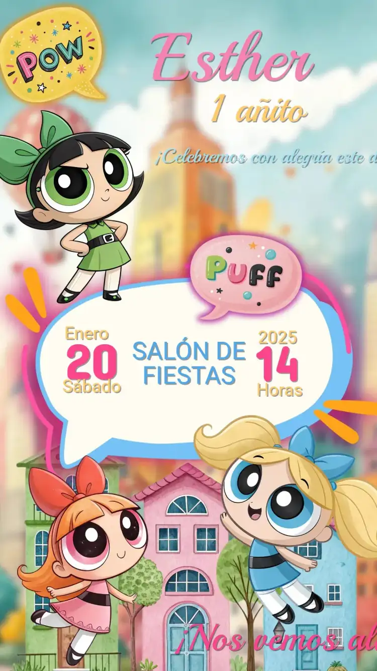 Invitación Cumpleaños Infantil Super Poderosas