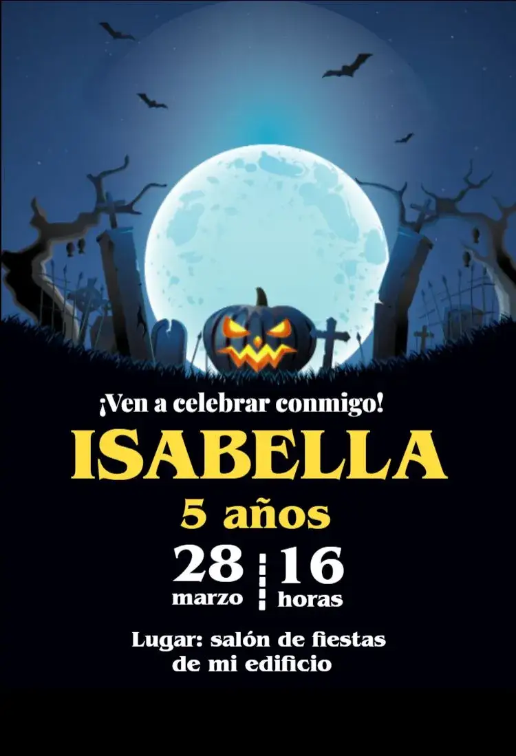 Invitación Digital Halloween Para Eidtar Hallowen – tema Cumpleaños Infantil temática de Halloween, colores oscuros, elementos gráficos de bruja, atmósfera mágica, estilo divertido, diseño infantil