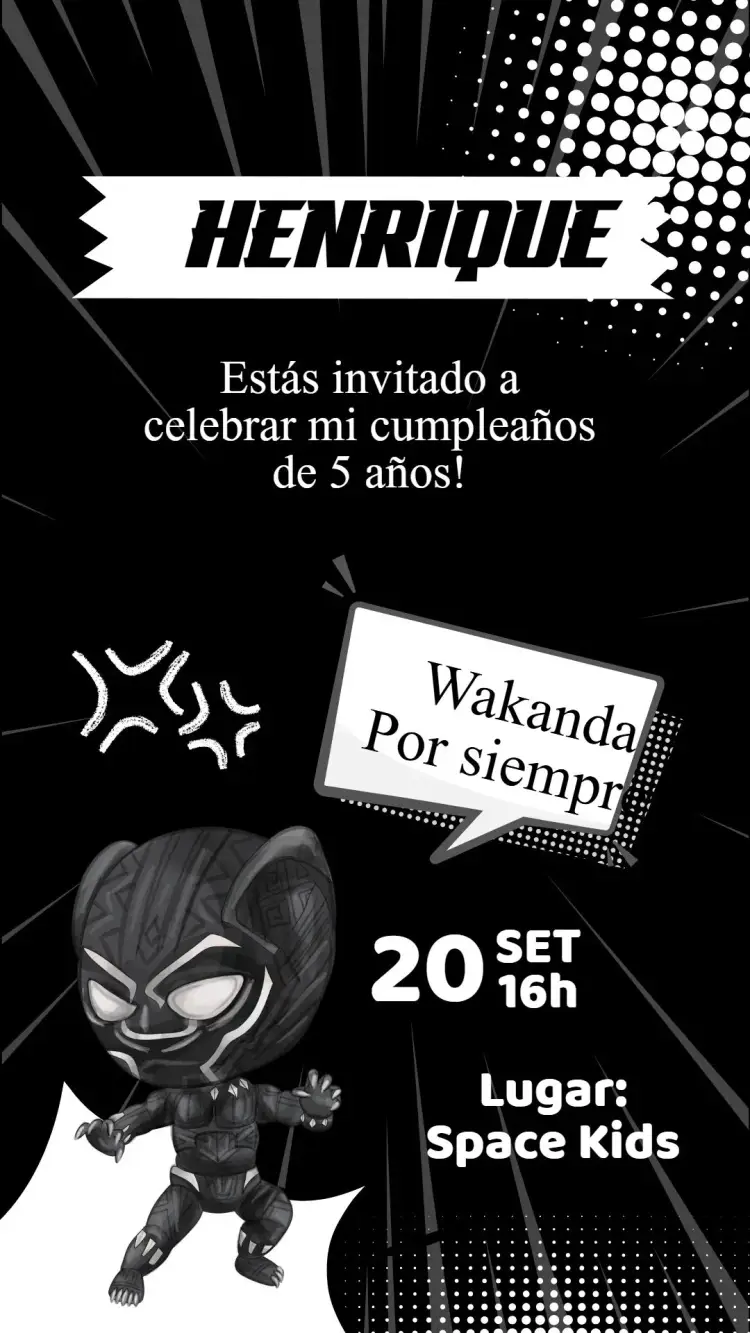 Invitación Cumpleaños El Pantera Negra