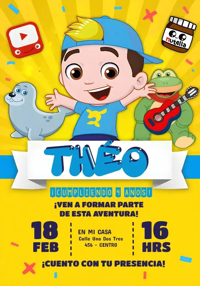 Invitación Luccas Neto Blanco