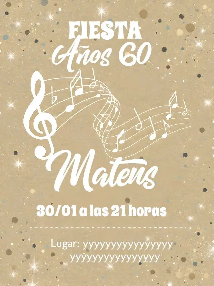 Invitación Años 60 Musical 70 – tema Cumpleaños retro, vintage, discoteca, rojo y negro, lunares, música
