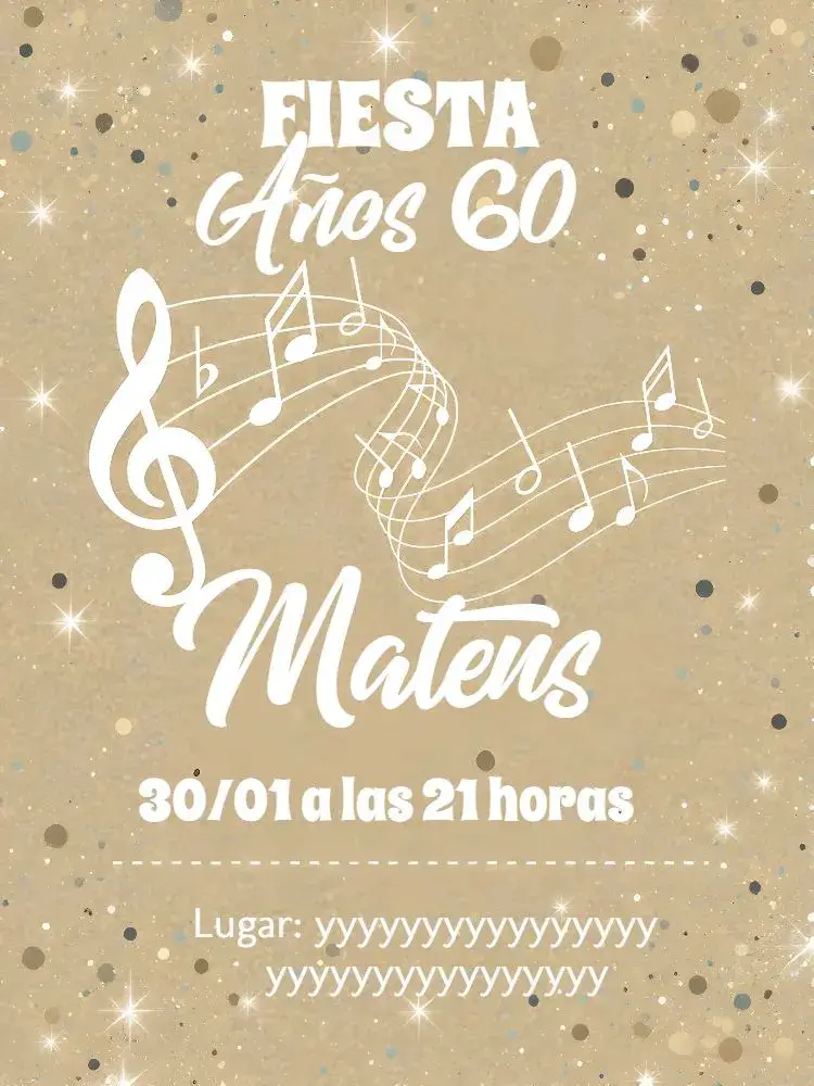 Invitación Años 60 Musical 70