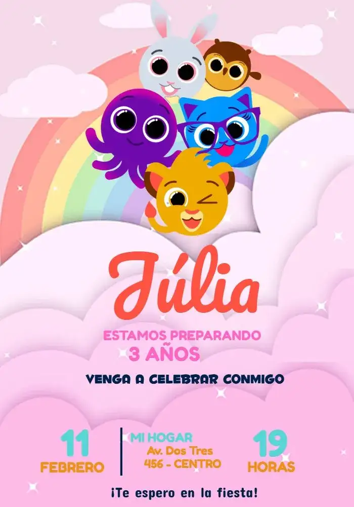 Invitación Bolofofos Infantil – tema Más buscados colorido, lúdico, divertido, moderno, infantil, temático