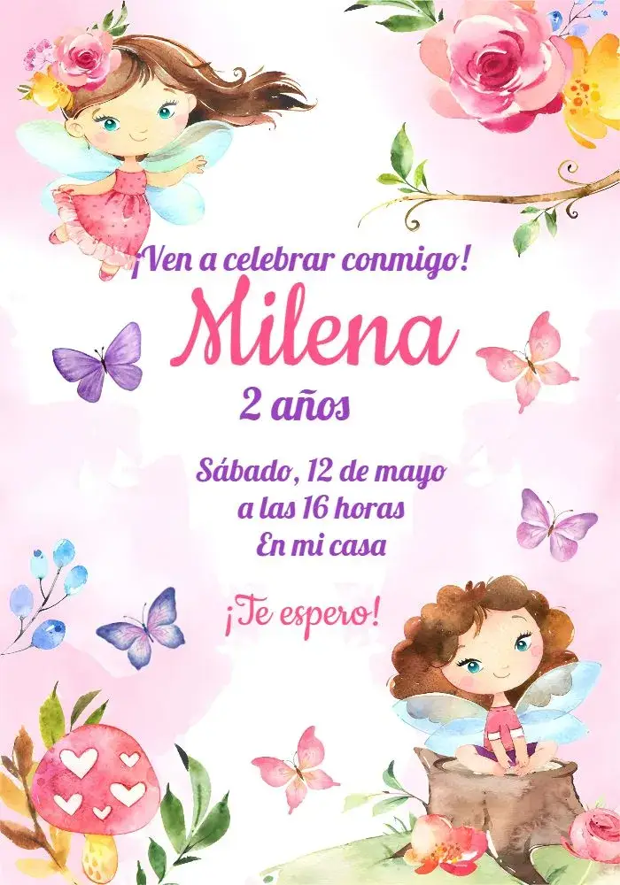 Invitación Hadas Mariposa